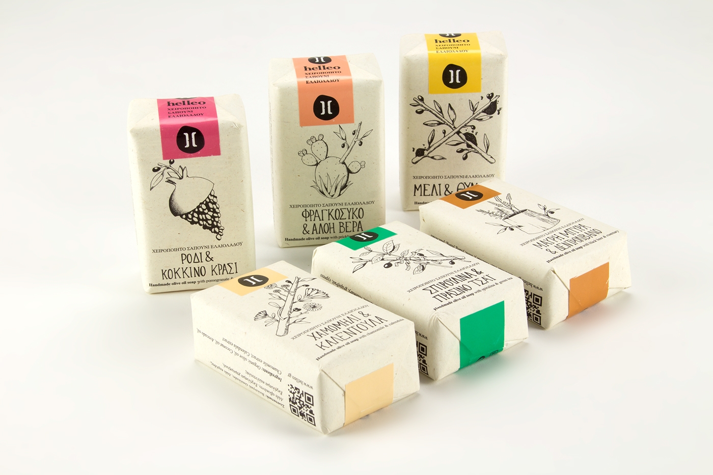 Helleo天然肥皂系列品牌包裝設計，六個肥皂，六個故事