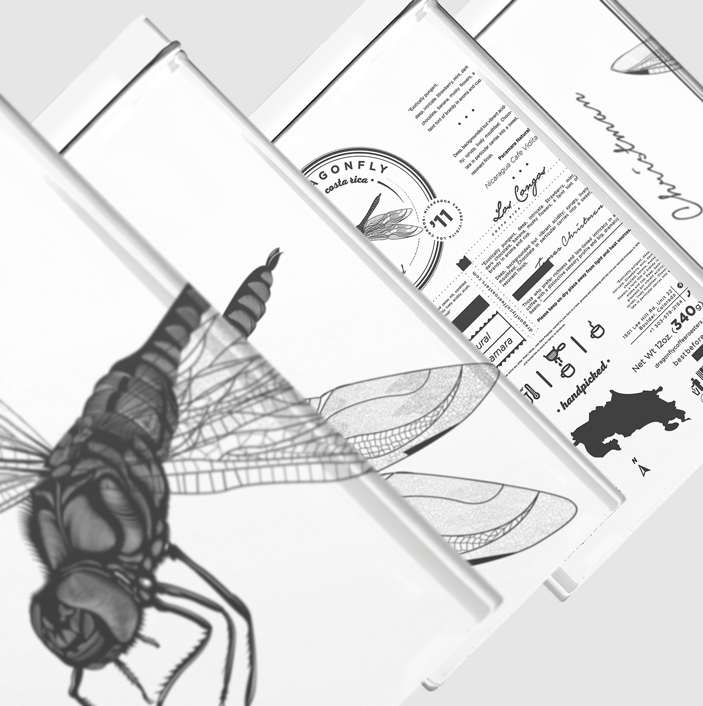 大自然的奇跡，蜻蜓主題的咖啡品牌包裝設計