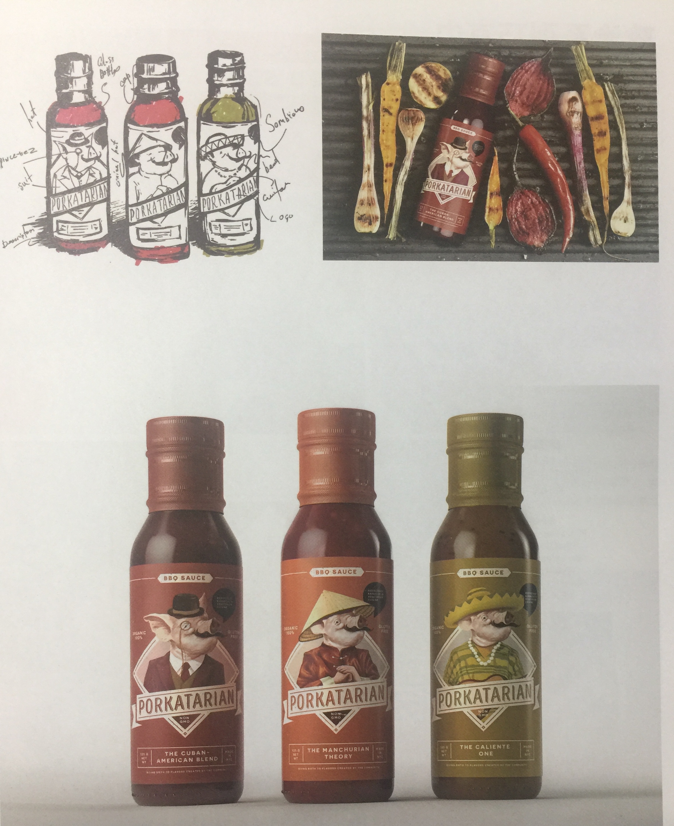 吸引顧客注意的豬肉燒烤調(diào)味汁包裝設計